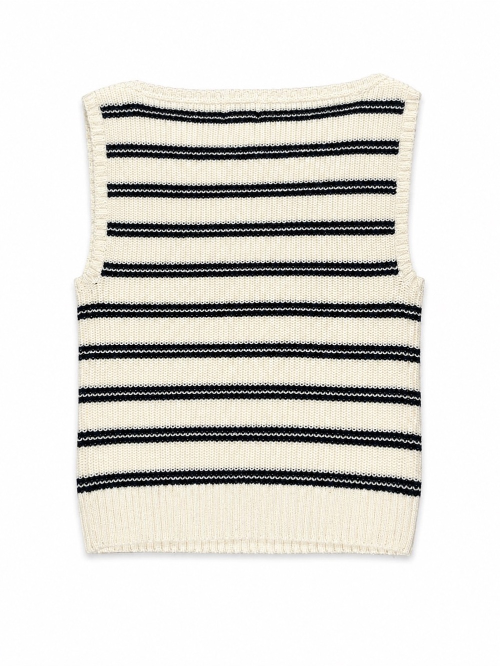 Song of Style Cream and Black Striped Sleeveless Knit Vest